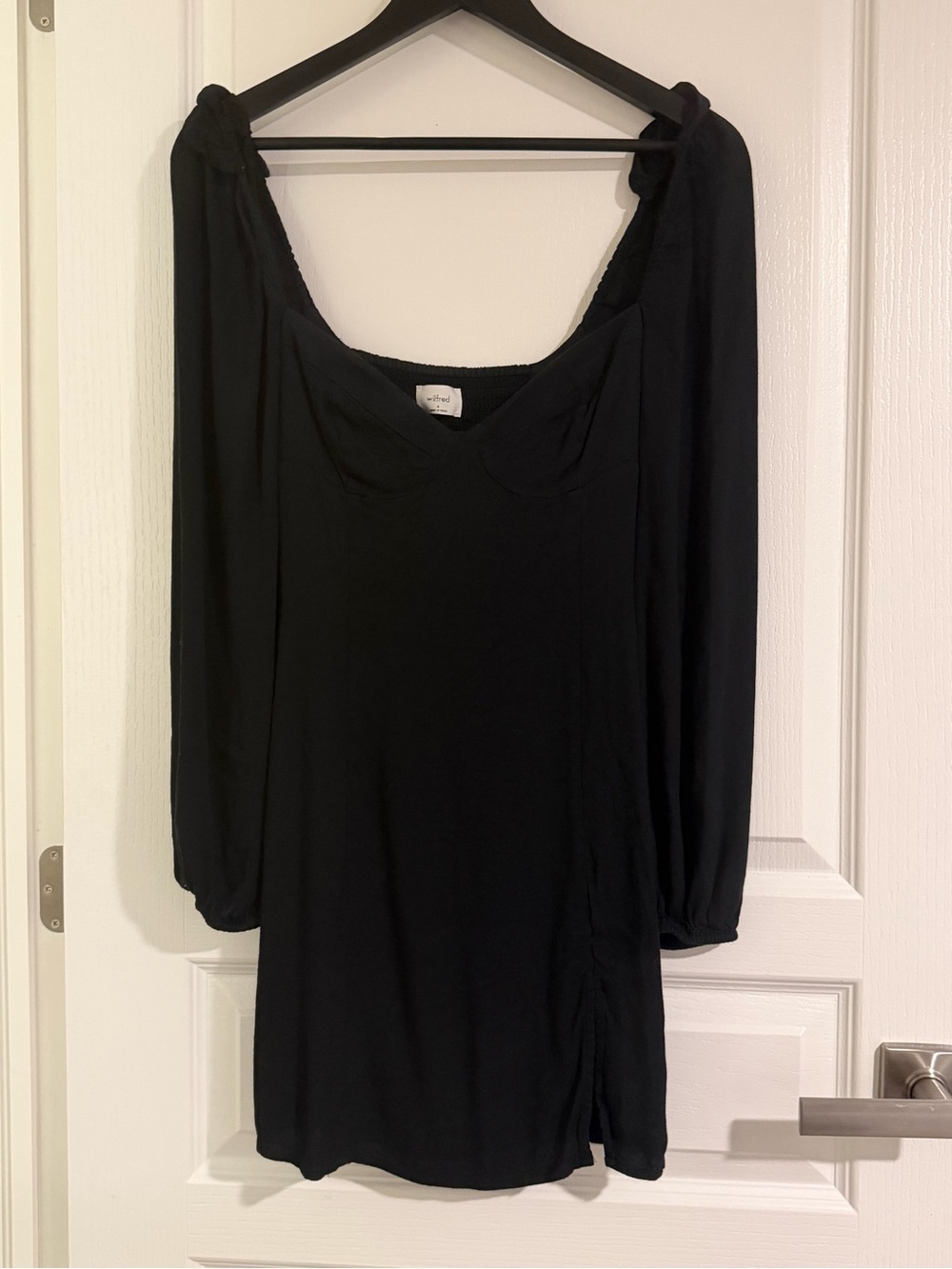 Wilfred Black V-Neck Smocked-Back Dress